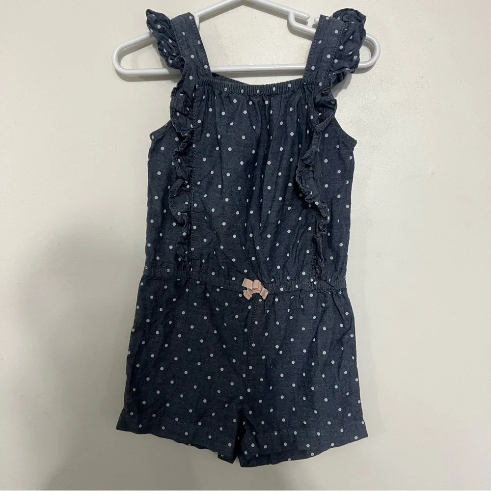 Child of Mine made by Carters polka dot romper with ruffle detail girls size 4 T